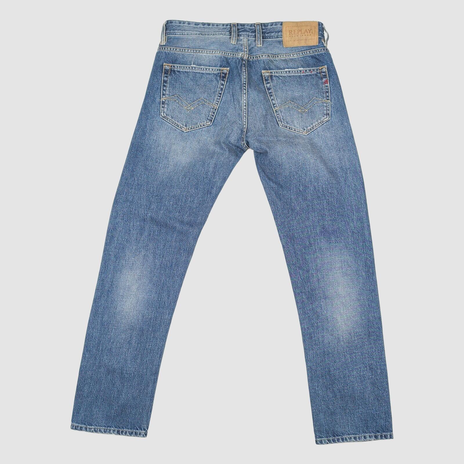 replay grover mens medium blue straight fit premium denim jeans size w30 l30 by Replay – JEANS | RewearableUK