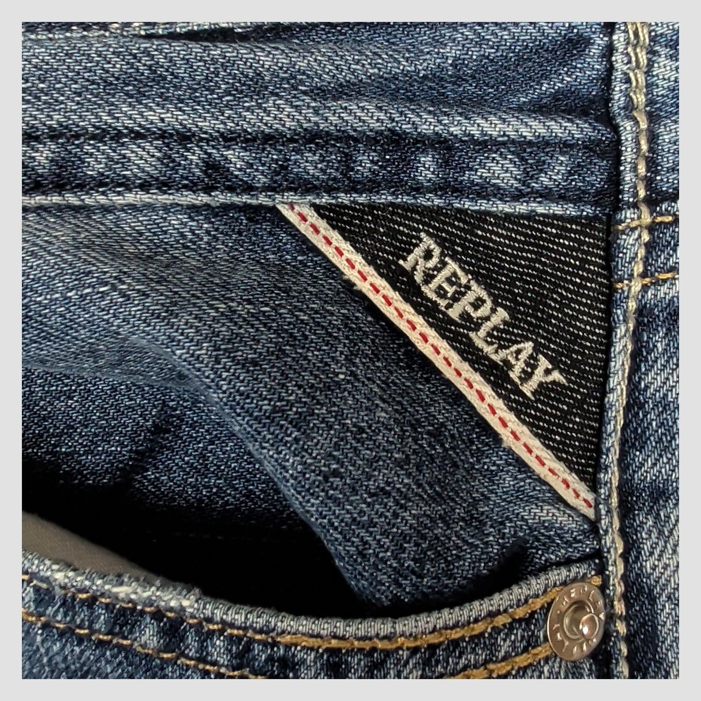 replay grover mens medium blue straight fit premium denim jeans size w30 l30 by Replay – JEANS | RewearableUK