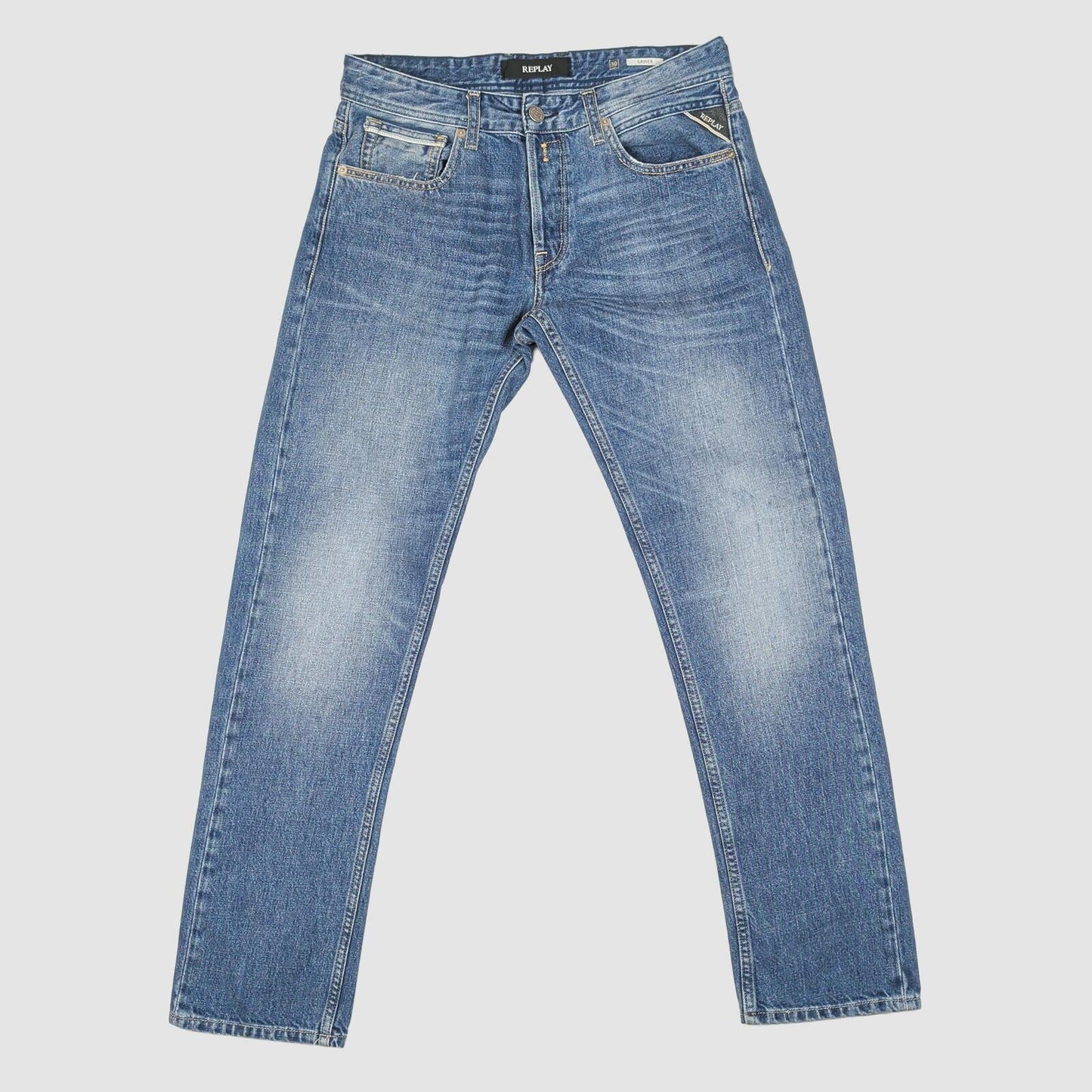 replay grover mens medium blue straight fit premium denim jeans size w30 l30 by Replay – JEANS | RewearableUK