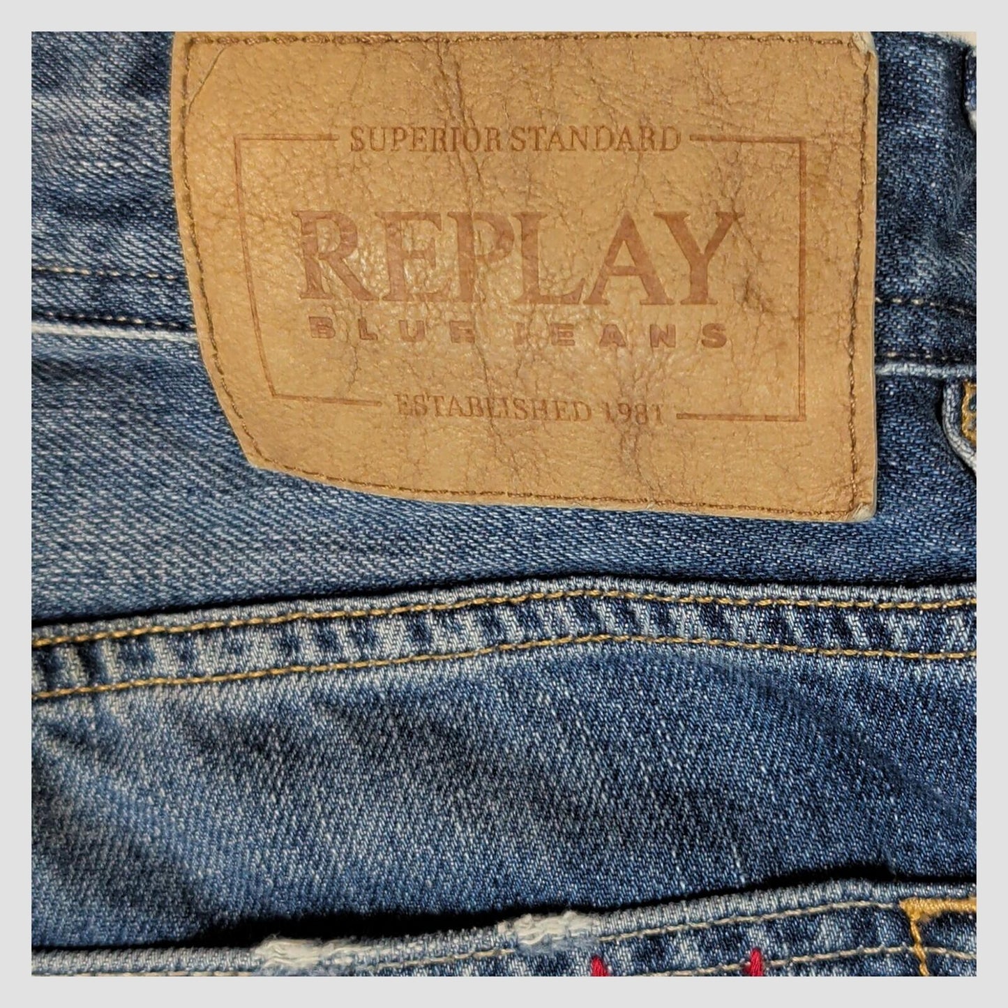 replay grover mens medium blue straight fit premium denim jeans size w30 l30 by Replay – JEANS | RewearableUK