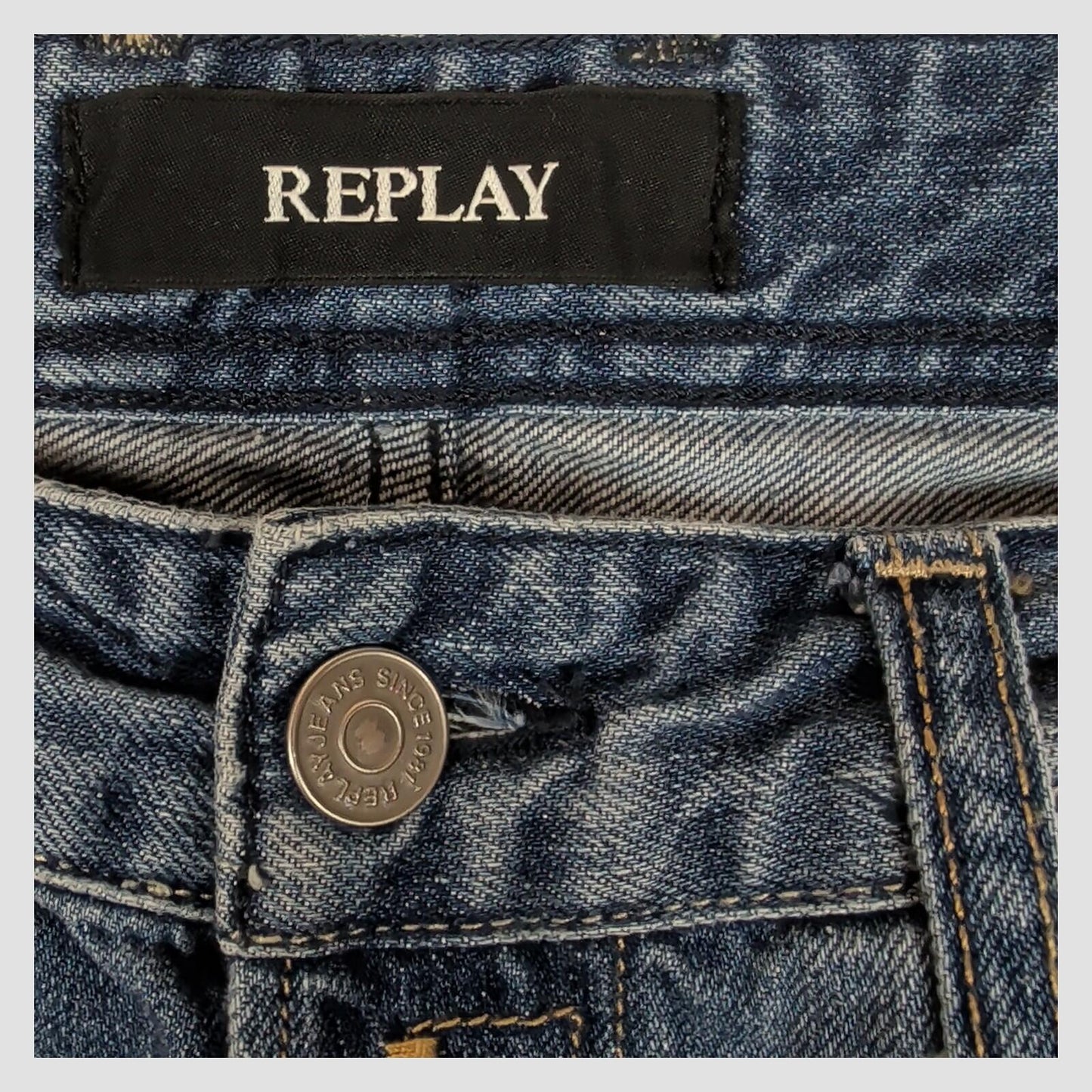 replay grover mens medium blue straight fit premium denim jeans size w30 l30 by Replay – JEANS | RewearableUK