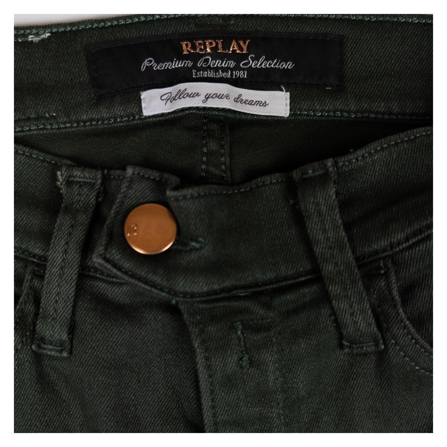 Replay Jeans Women's W25 L30 Dark Green Skinny Fit Premium Stretch Denim Pants by Replay – | RewearableUK