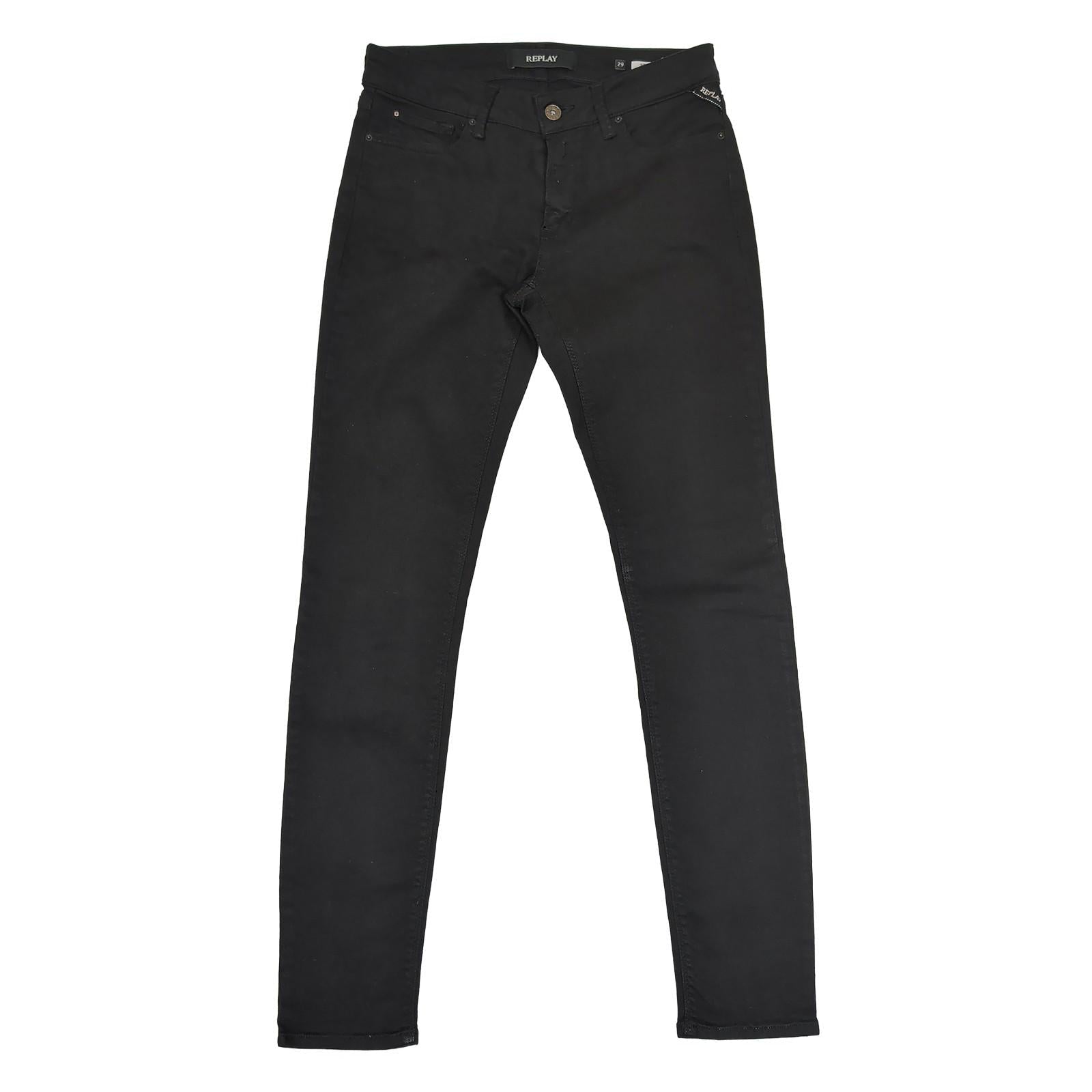 replay new luz womens size w29 black low rise skinny fit stretch denim jeans by Replay – | RewearableUK