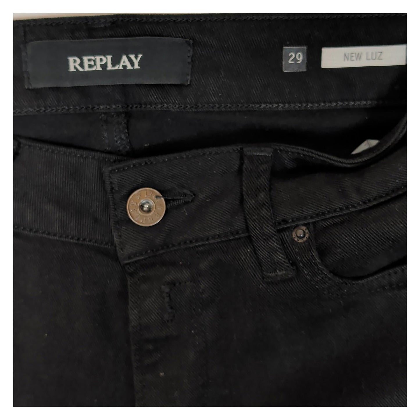 replay new luz womens size w29 black low rise skinny fit stretch denim jeans by Replay – | RewearableUK