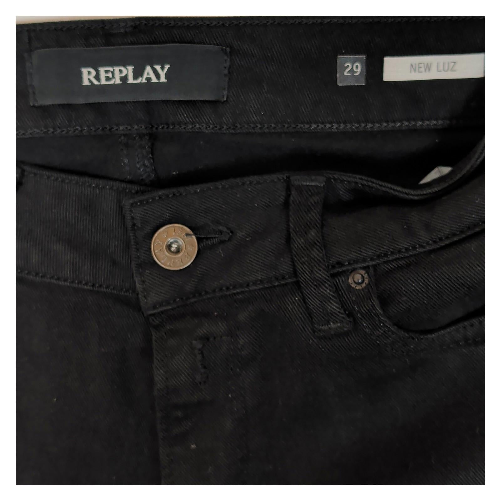 replay new luz womens size w29 black low rise skinny fit stretch denim jeans by Replay – | RewearableUK