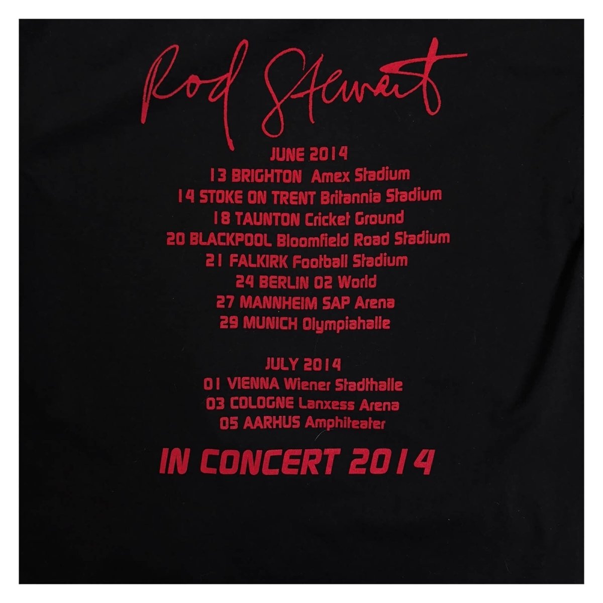 Rod Stewart In Concert 2014 Tour T-Shirt XL Black Double Sided Band Tee – product photo 4 | RewearableUK