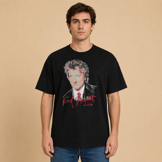 Rod Stewart In Concert 2014 Tour T-Shirt XL Black Double-Sided – Music T-Shirt product photo 1 | RewearableUK