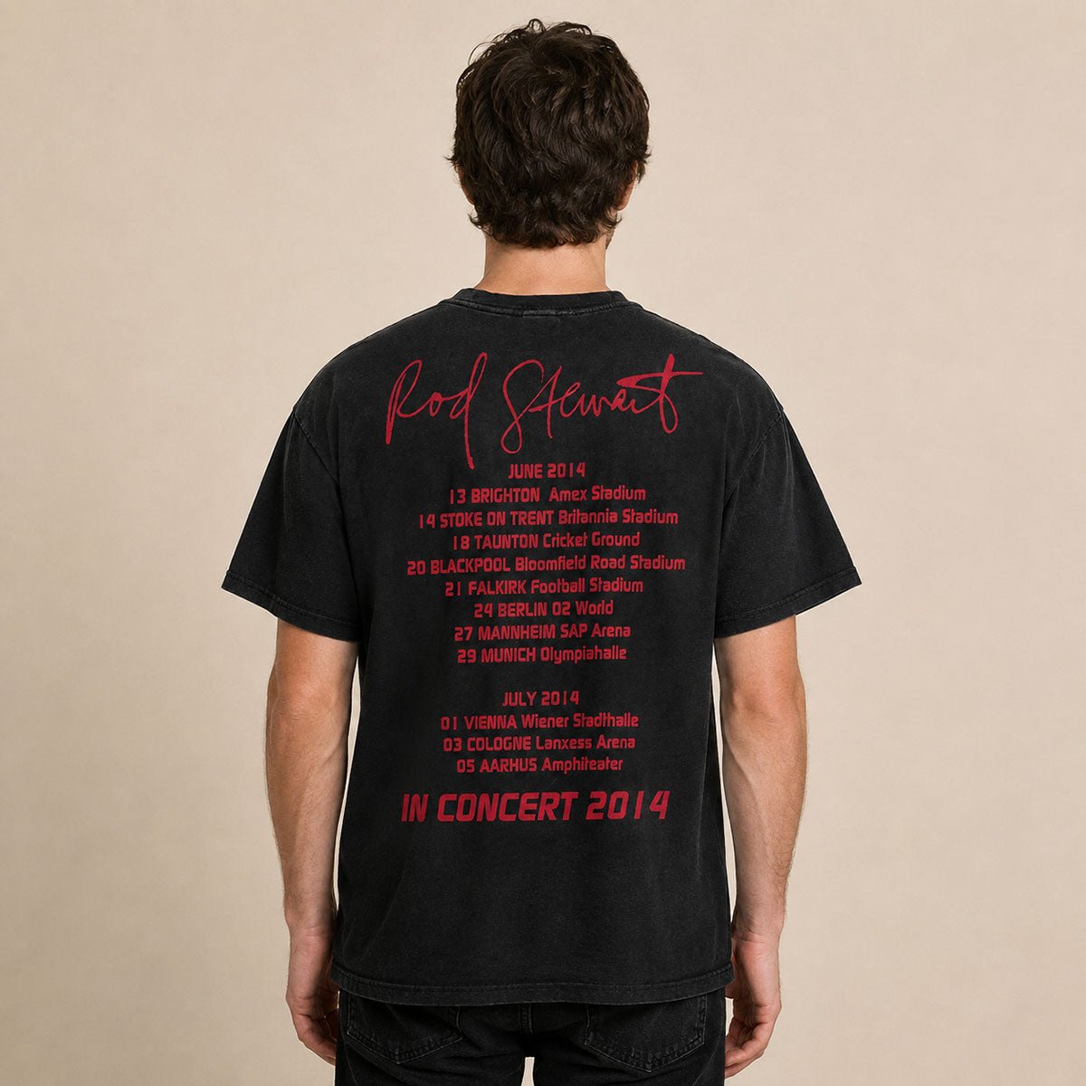 Rod Stewart In Concert 2014 Tour T-Shirt XL Black Double-Sided – Music T-Shirt product photo 2 | RewearableUK