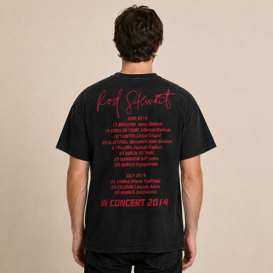 Rod Stewart In Concert 2014 Tour T-Shirt XL Black Double-Sided – Music T-Shirt product photo 2 | RewearableUK