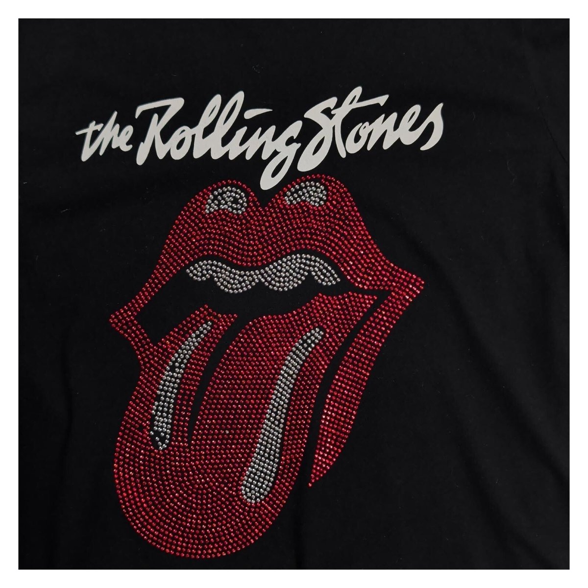 Rolling Stones Women's T-Shirt M Black Rhinestone Tongue Official Rock Off – product photo 2 | RewearableUK