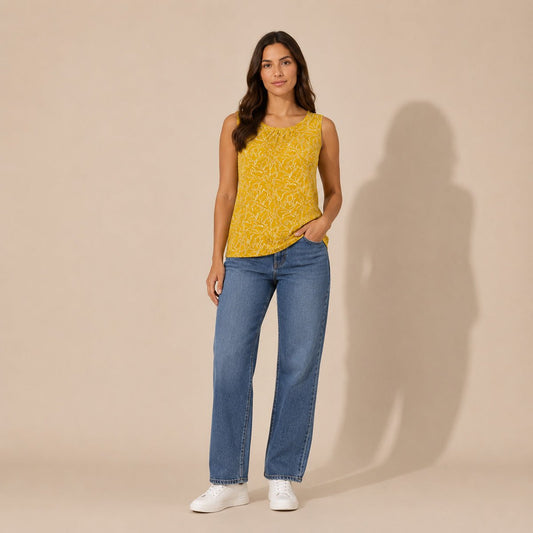 Seasalt Cornwall Bright Beach Vest UK 16 Mustard Organic Cotton NWT – Top product photo 1 | RewearableUK