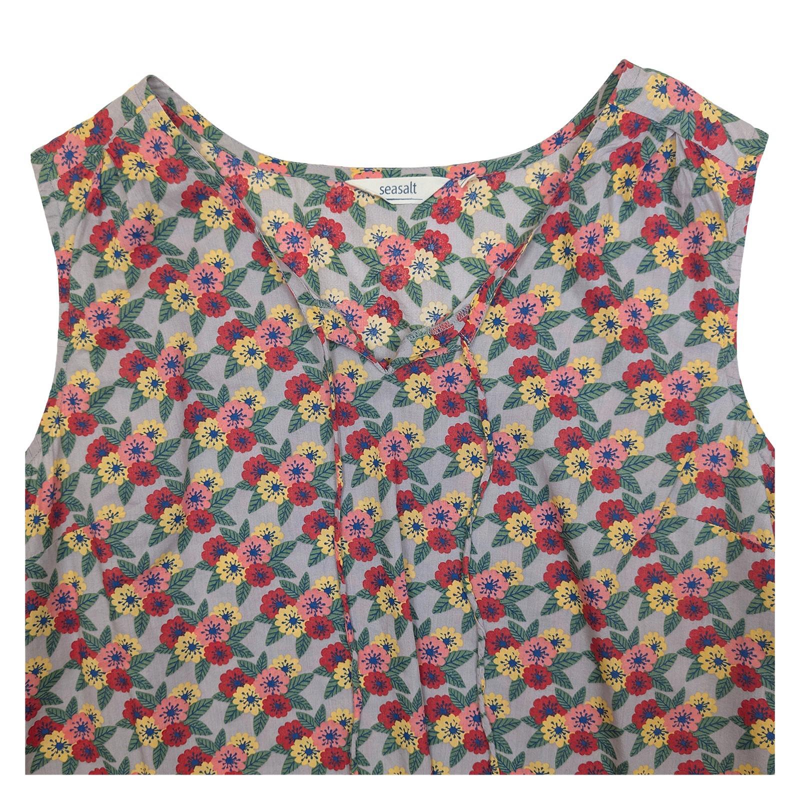 Seasalt Cornwall Cobb's Well Top Size UK 18 Floral Cotton Sleeveless Tie Neck Ve by Seasalt – | RewearableUK
