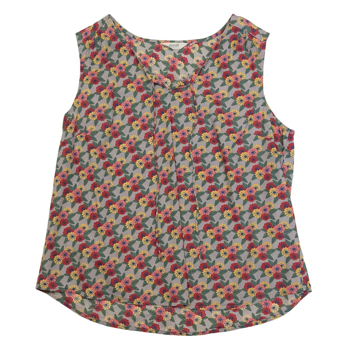 Seasalt Cornwall Cobb's Well Top Size UK 18 Floral Cotton Sleeveless Tie Neck Ve by Seasalt – | RewearableUK