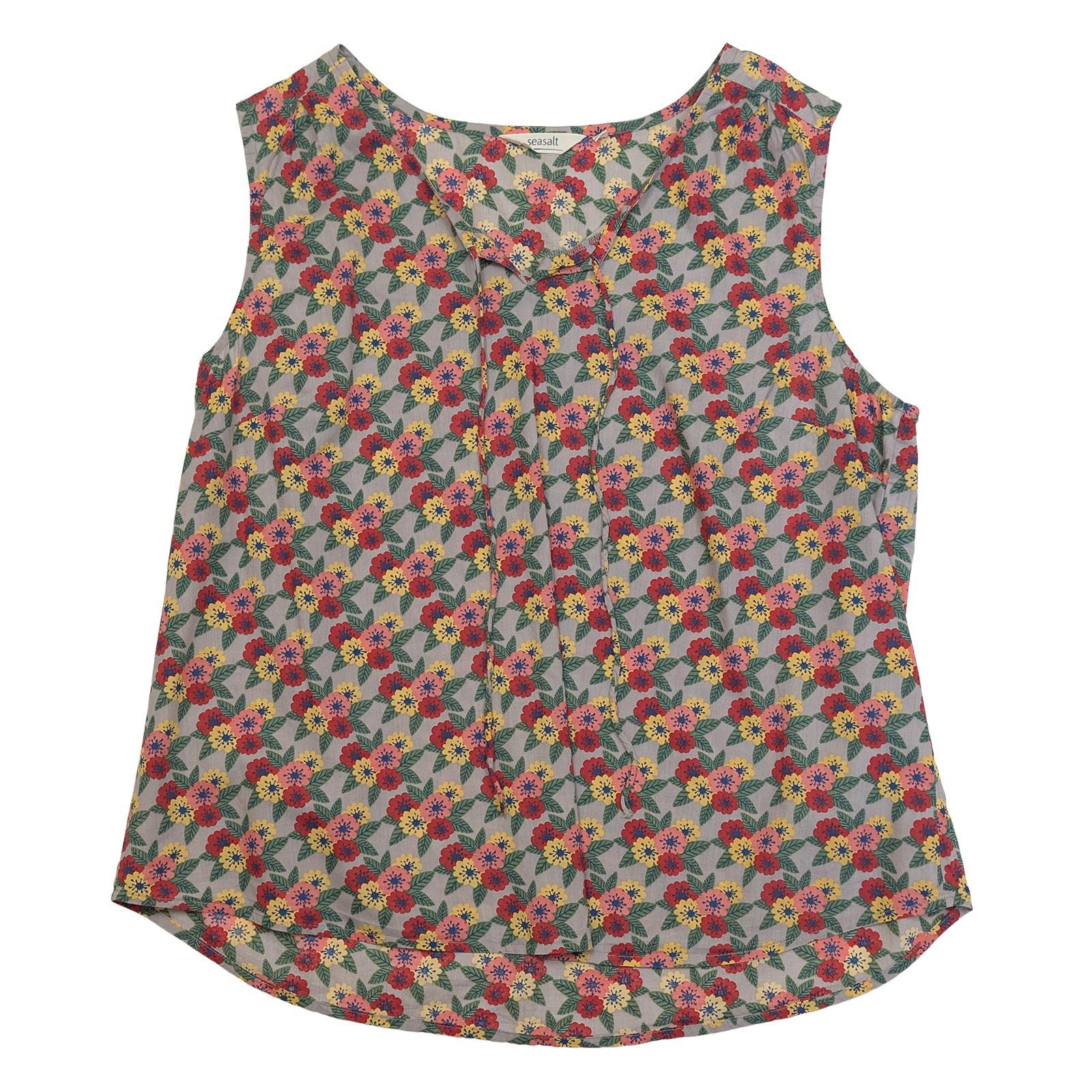 Seasalt Cornwall Cobb's Well Top Size UK 18 Floral Cotton Sleeveless Tie Neck Ve by Seasalt – | RewearableUK