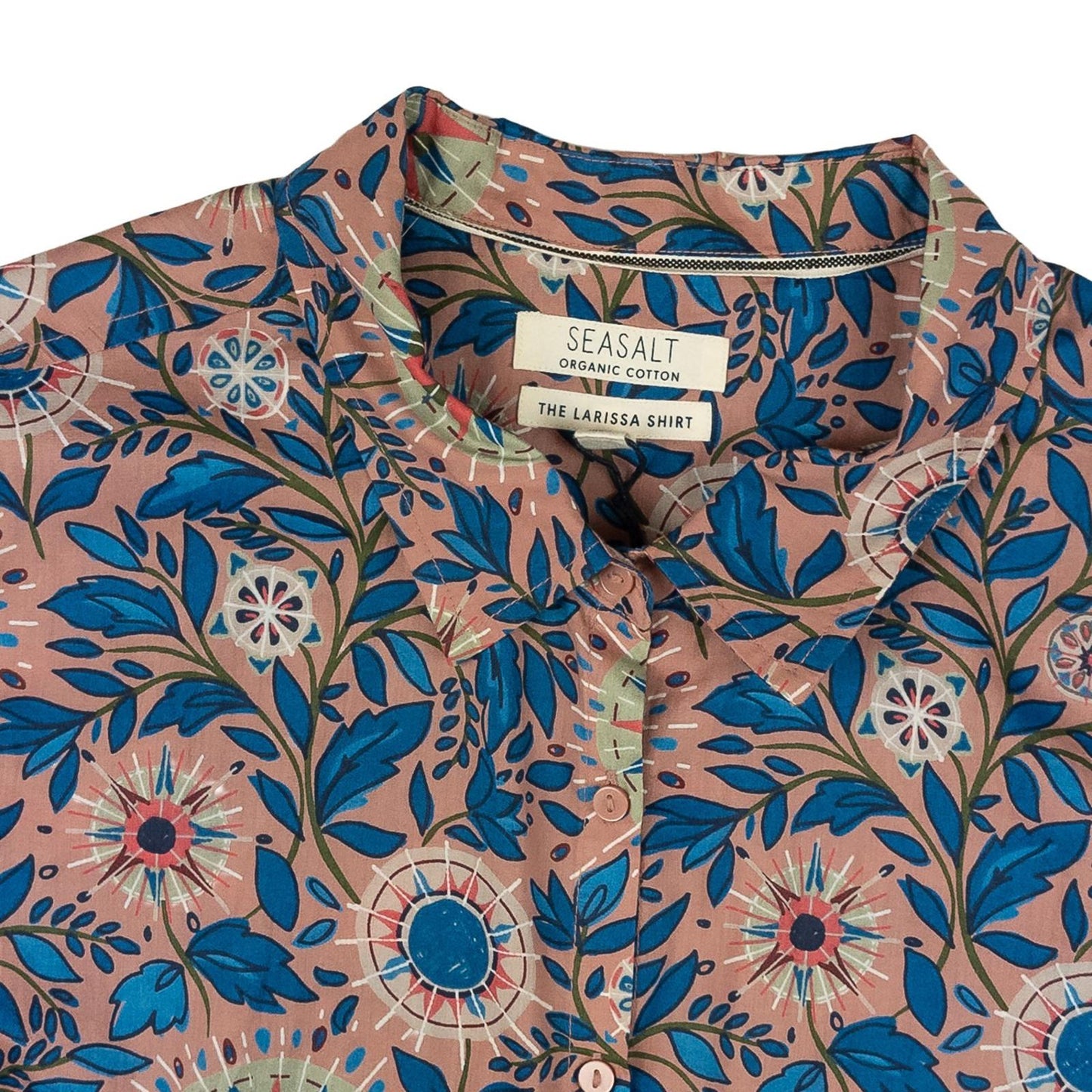 Seasalt Cornwall Woman Organic Cotton Shirt Size UK 14 Larissa Floral Crinkle Pi by Seasalt – | RewearableUK