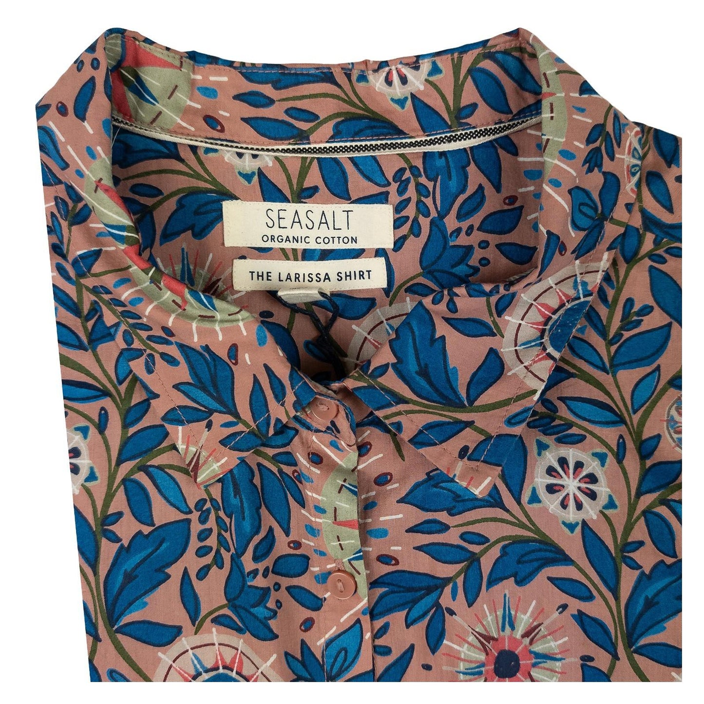 Seasalt Cornwall Woman Organic Cotton Shirt Size UK 14 Larissa Floral Crinkle Pi by Seasalt – | RewearableUK