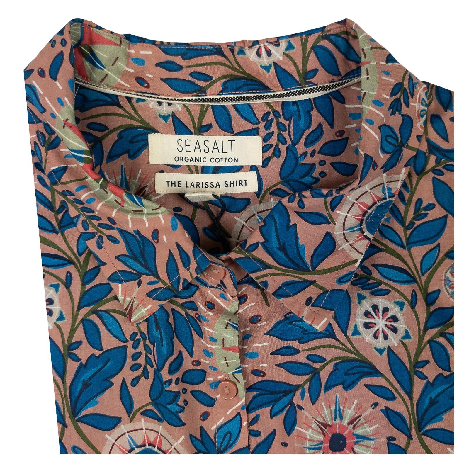 Seasalt Cornwall Woman Organic Cotton Shirt Size UK 14 Larissa Floral Crinkle Pi by Seasalt – | RewearableUK