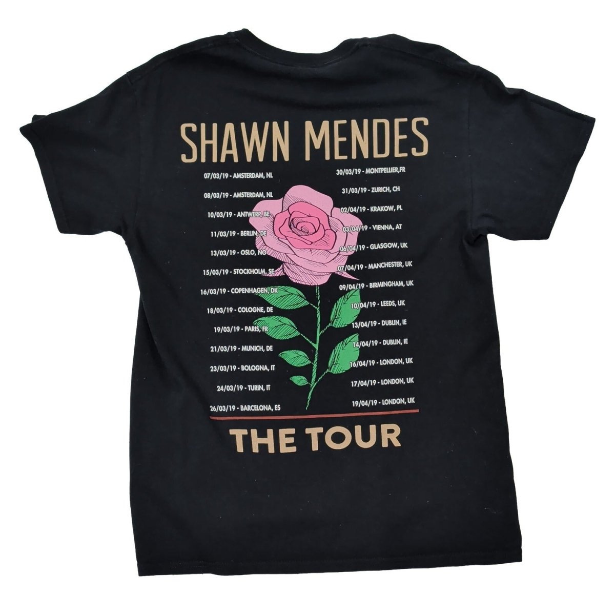 Shawn Mendes The Tour 2019 T-Shirt M Black Gildan Front Back Dates – product photo 2 | RewearableUK
