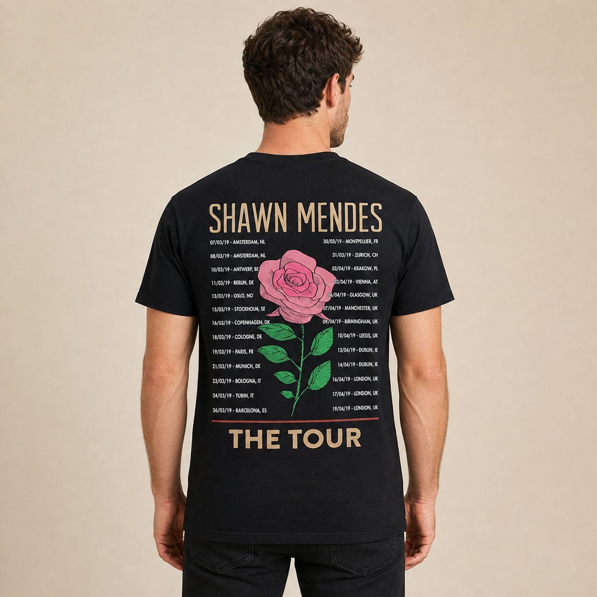 Shawn Mendes The Tour 2019 T-Shirt M Black – Music T-Shirt product photo 2 | RewearableUK