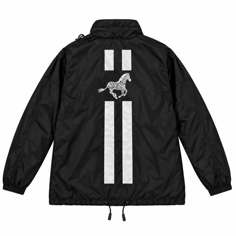 Sirocco Black Nylon Lightweight Windbreaker Jacket XL Zebra Print Full Zip – product photo 2 | RewearableUK