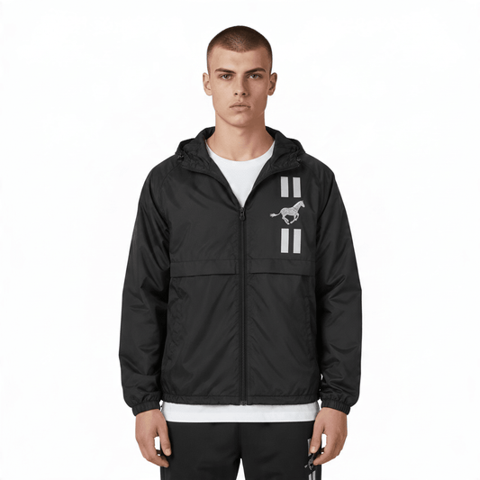 Sirocco Black Zebra-Print Men's Windbreaker XL Graphic Zip Front Nylon Lightweight – Windbreaker product photo 1 | RewearableUK
