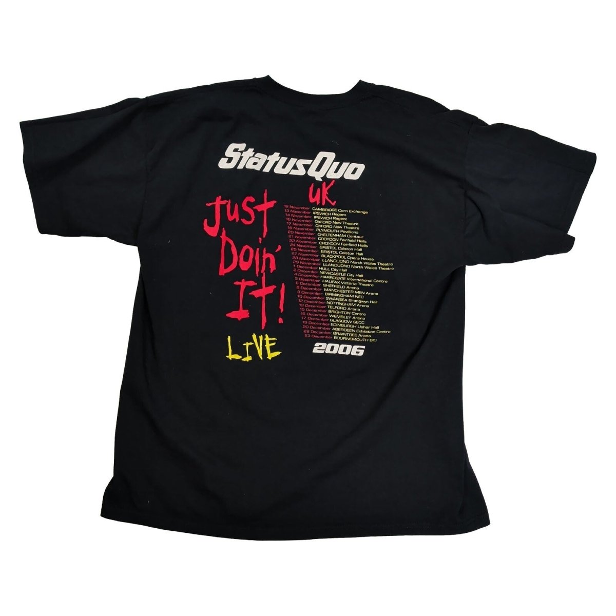 Status Quo Just Doin' It Live 2006 UK Tour T-Shirt XL Black Gildan – product photo 2 | RewearableUK