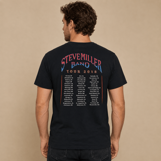 Steve Miller Band Tour 2018 T-Shirt L Black Tultex Pegasus Double-Sided – Music T-Shirt product photo 2 | RewearableUK