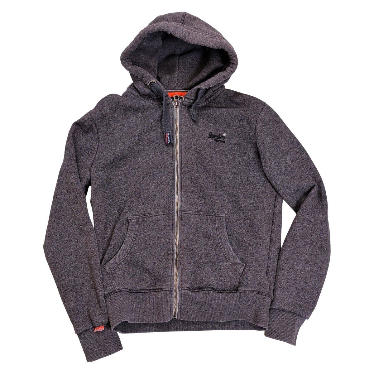 Superdry Men's Hoodie Large Charcoal Grey Zip Front Cotton Blend – product photo 2 | RewearableUK