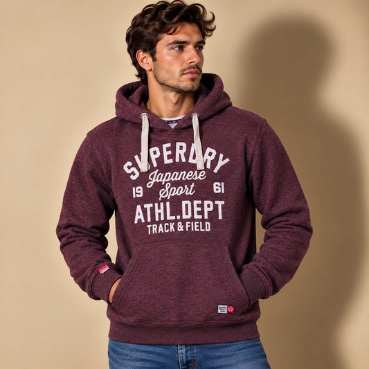 Superdry Men's Hoodie M Purple Graphic Print – Sweater & Hoodie product photo 1 | RewearableUK