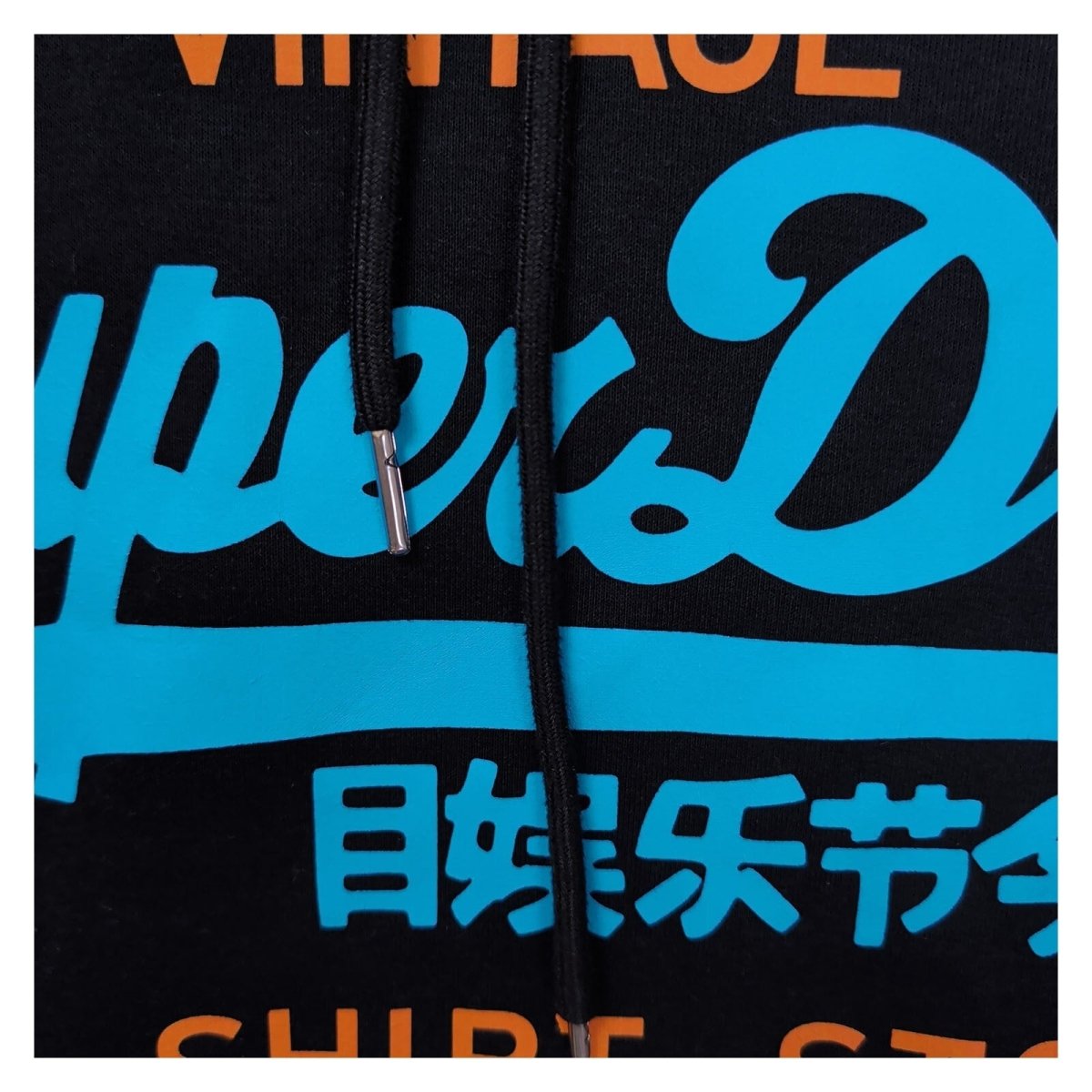 Superdry Mens Hoodie Size L Black Blue Orange Graphic Print – product photo 6 | RewearableUK