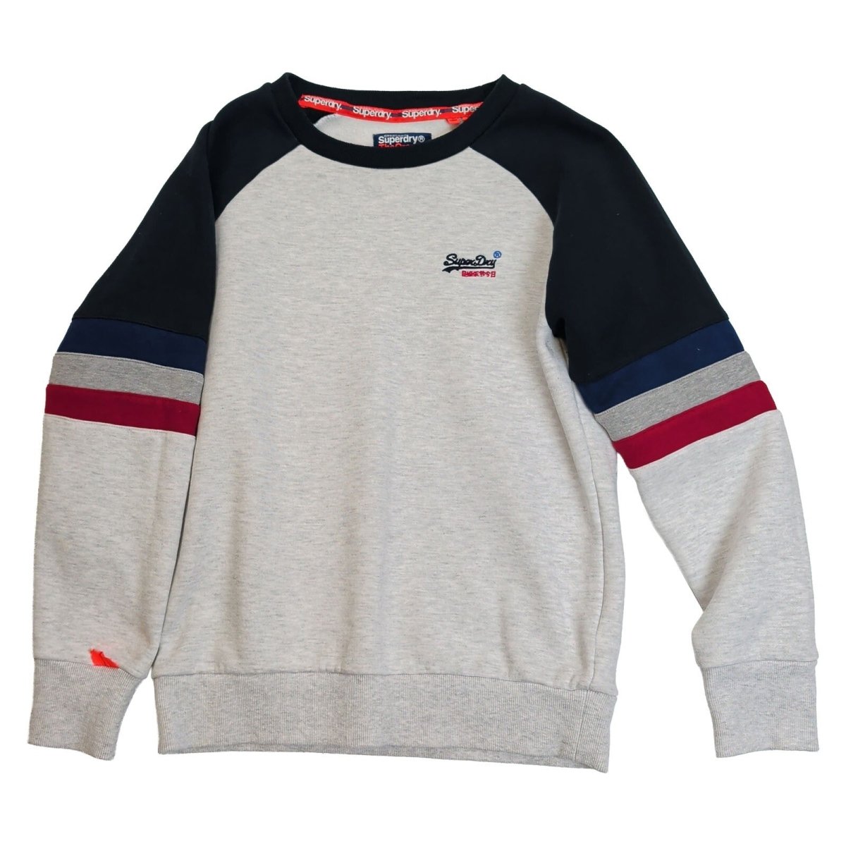 Superdry Men's Sweatshirt L Grey Navy Red Striped Cotton – product photo 2 | RewearableUK