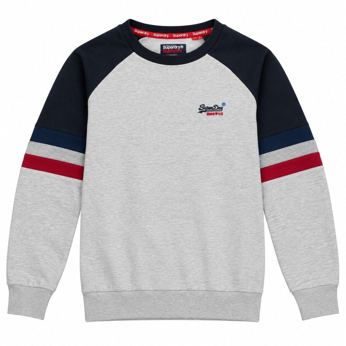 Superdry Men's Sweatshirt L Grey Navy Red Striped Cotton – product photo 1 | RewearableUK