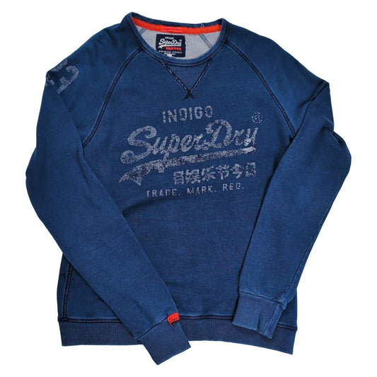 Superdry Mens Sweatshirt Large Indigo Graphic Print – product photo 1 | RewearableUK