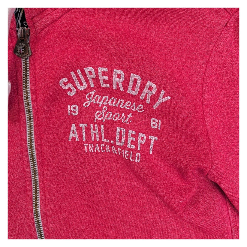 Superdry State Athl Dept Pink Marl Full Zip Hoodie Size S Graphic Sweatshirt – product photo 5 | RewearableUK