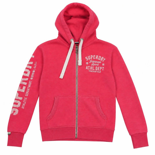Superdry State Athl Dept Pink Marl Full Zip Hoodie Size S Graphic Sweatshirt – product photo 1 | RewearableUK