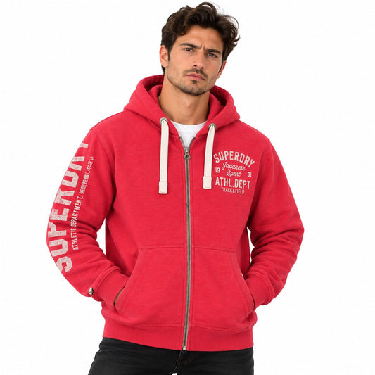 Superdry State Athletic Dept Pink Marl Full-Zip Unisex Hoodie S Cotton – Hoodie product photo 1 | RewearableUK