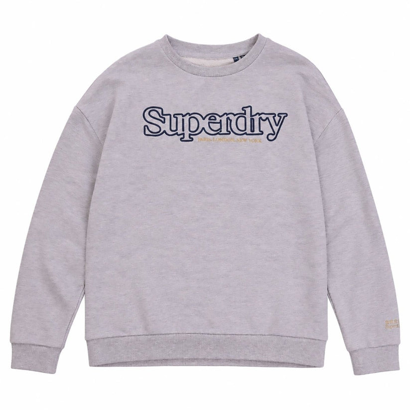 Superdry Womens Grey Marl Sweatshirt UK 16 Embroidered Logo Crew Neck – product photo 1 | RewearableUK