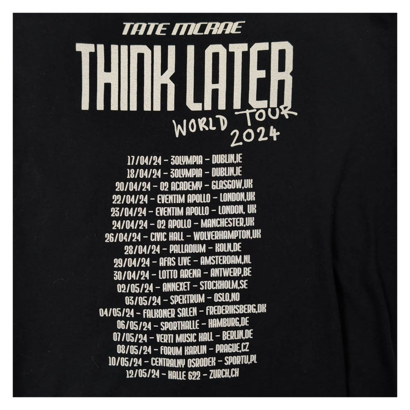 Tate McRae Think Later World Tour 2024 T-Shirt L Black Front Back – product photo 4 | RewearableUK