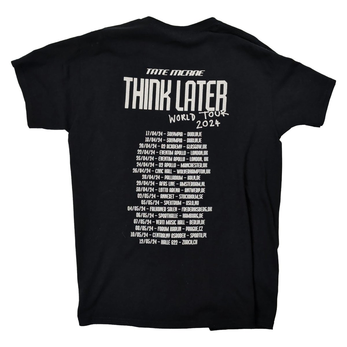Tate McRae Think Later World Tour 2024 T-Shirt L Black Front Back – product photo 2 | RewearableUK