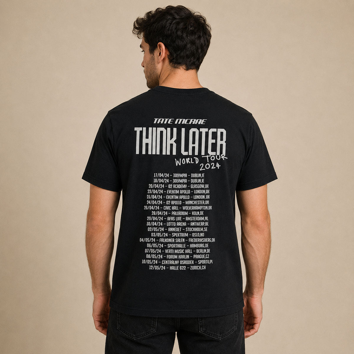 Tate McRae Think Later World Tour 2024 T-Shirt L Black – Music T-Shirt product photo 2 | RewearableUK