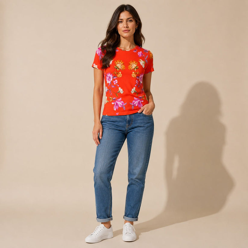 Ted Baker Arbyela Orange Floral T-Shirt – Size 1 – Top product photo 1 | RewearableUK