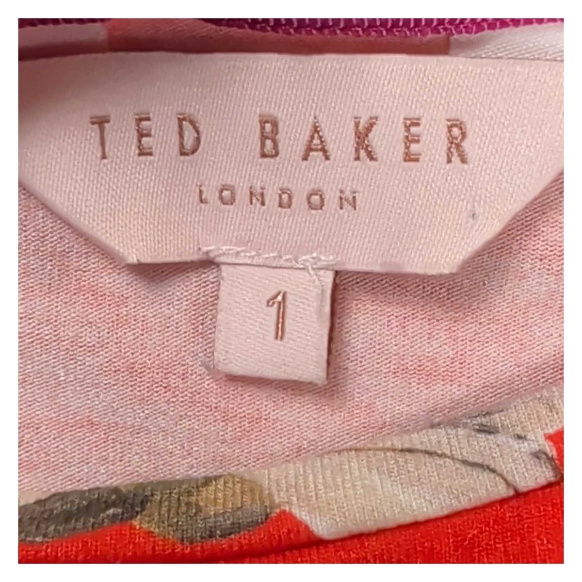 Ted Baker Arbyela Women's Orange Floral Fitted T-Shirt Size 1 UK 8 Stretch – product photo 3 | RewearableUK