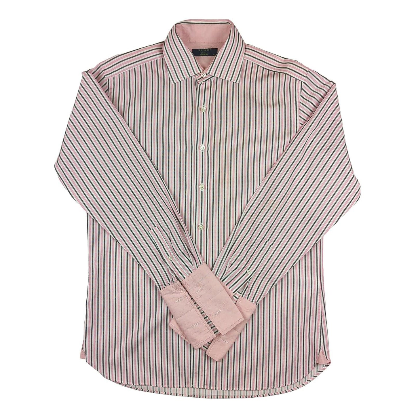 Ted Baker Ted Baker Archive Formal Shirt Size 15.5 Men’s Pink Black Striped Long Sleeve shirt RewearableUK