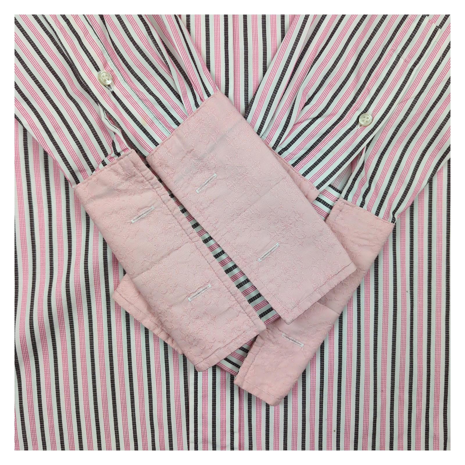 Ted Baker Ted Baker Archive Formal Shirt Size 15.5 Men’s Pink Black Striped Long Sleeve shirt RewearableUK