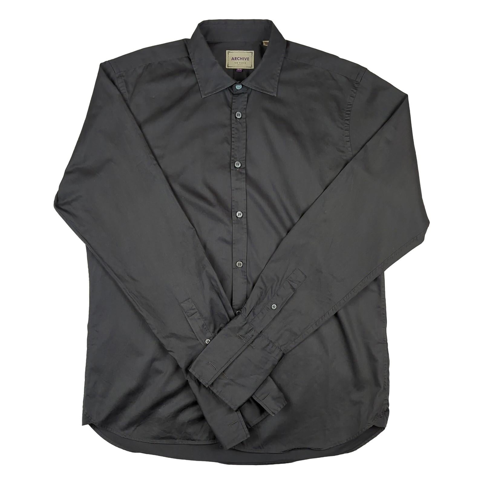 Ted Baker Ted Baker Archive Mens Black Formal Shirt 16.5 French Cuff Dress Shirt shirt RewearableUK