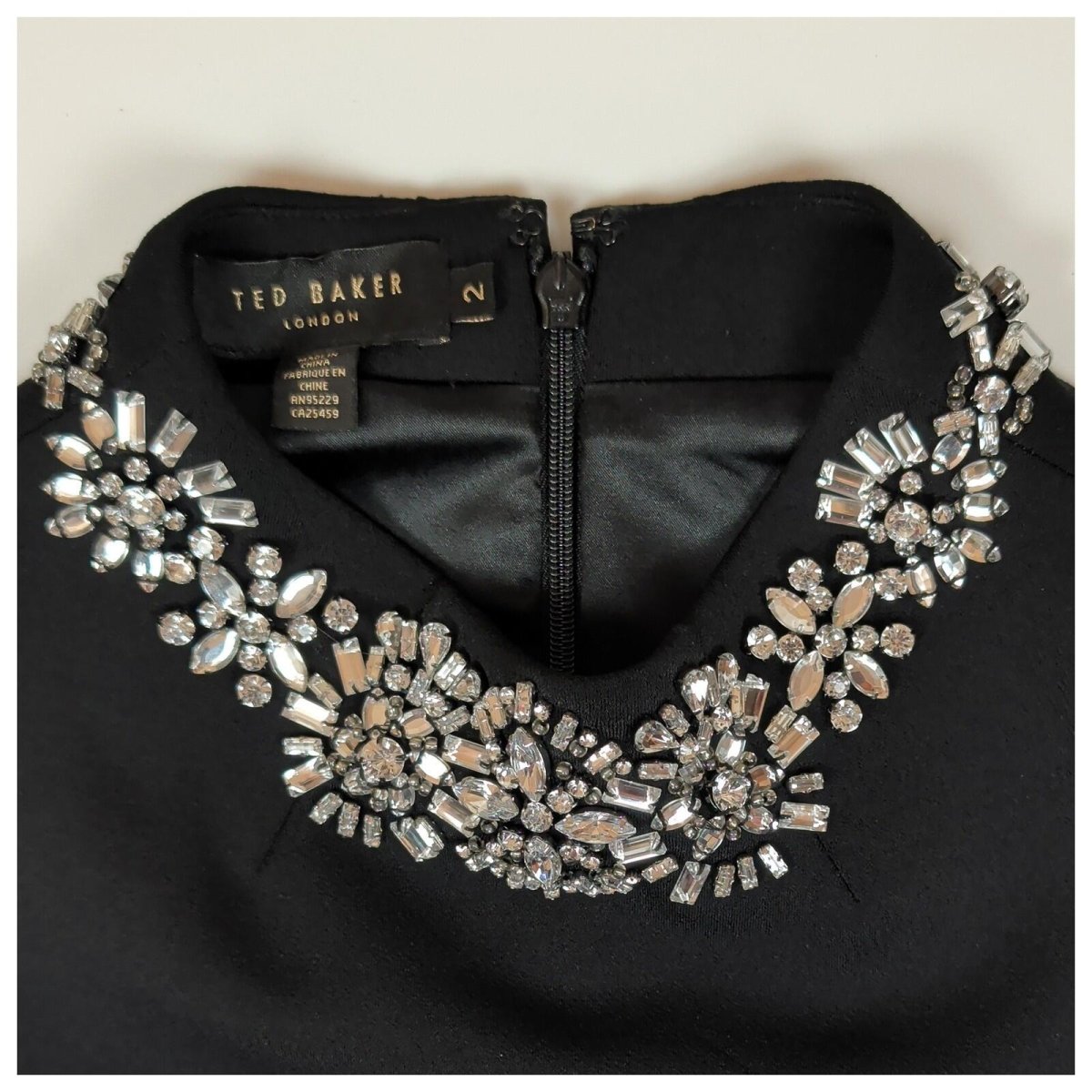 Ted Baker Black Embellished Collar Dress Size 2 UK 10 Jewelled Party by Ted Baker – | RewearableUK