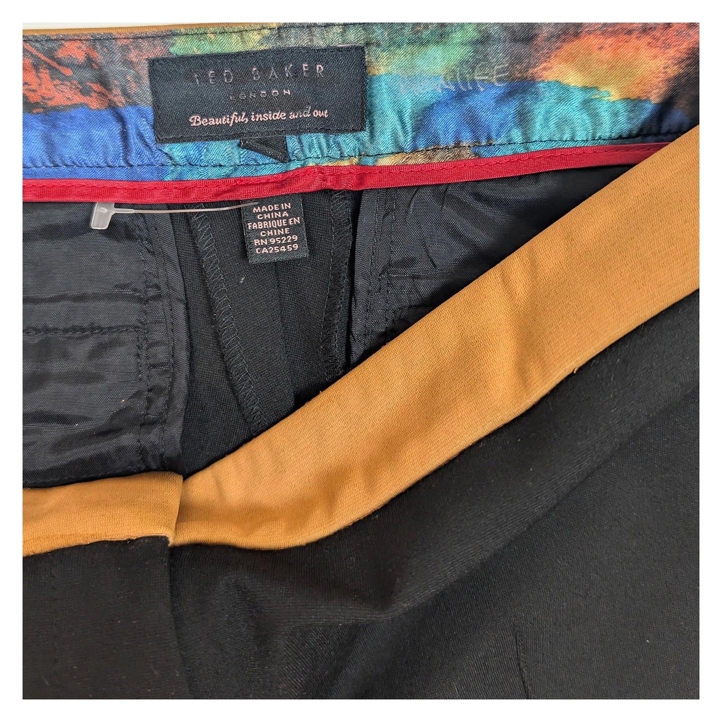 Ted Baker Black Trousers Size 2 (UK 10) Tan Waistband Rose Gold Zip Cigarette Ne by Ted Baker – | RewearableUK