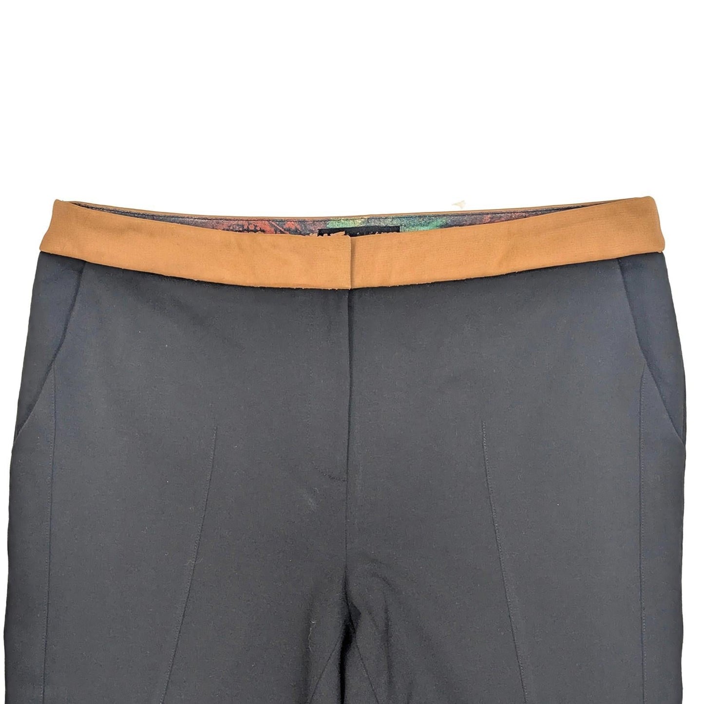 Ted Baker Black Trousers Size 2 (UK 10) Tan Waistband Rose Gold Zip Cigarette Ne by Ted Baker – | RewearableUK