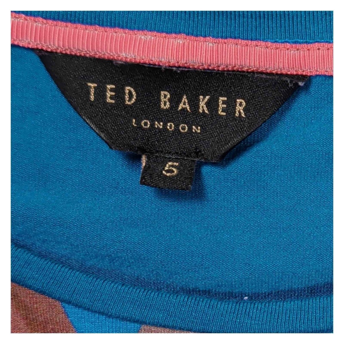 Ted Baker Blue Floral T-Shirt Size 5 UK 16 Viscose Stretch Made Portugal – product photo 3 | RewearableUK