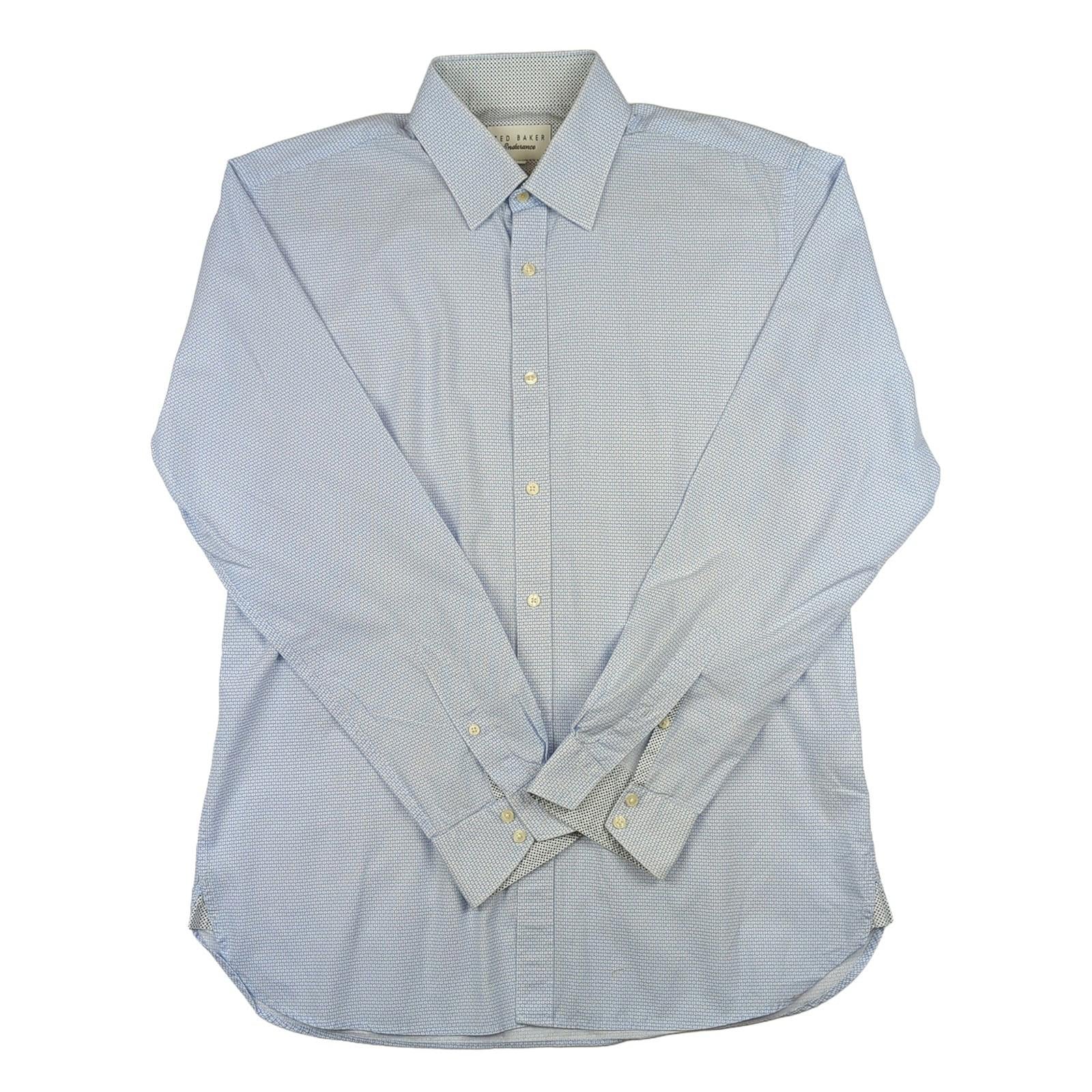 Ted Baker Ted Baker Blue Men's Shirt Size 16 Slim Fit Long Sleeve Smart Casual shirt RewearableUK